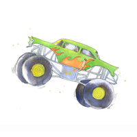 Thumbnail for green monster truck print for kids rooms
