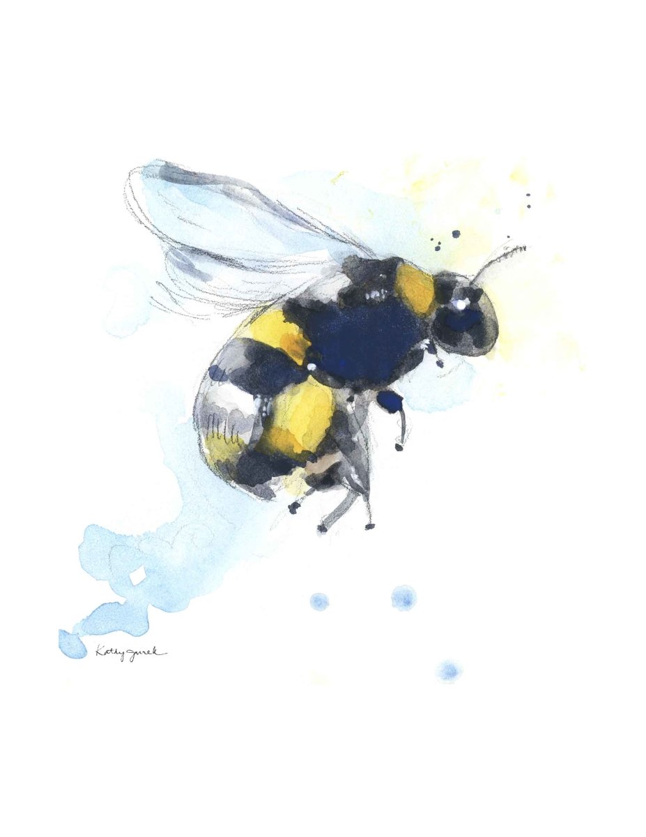 bee watercolor wall art prints