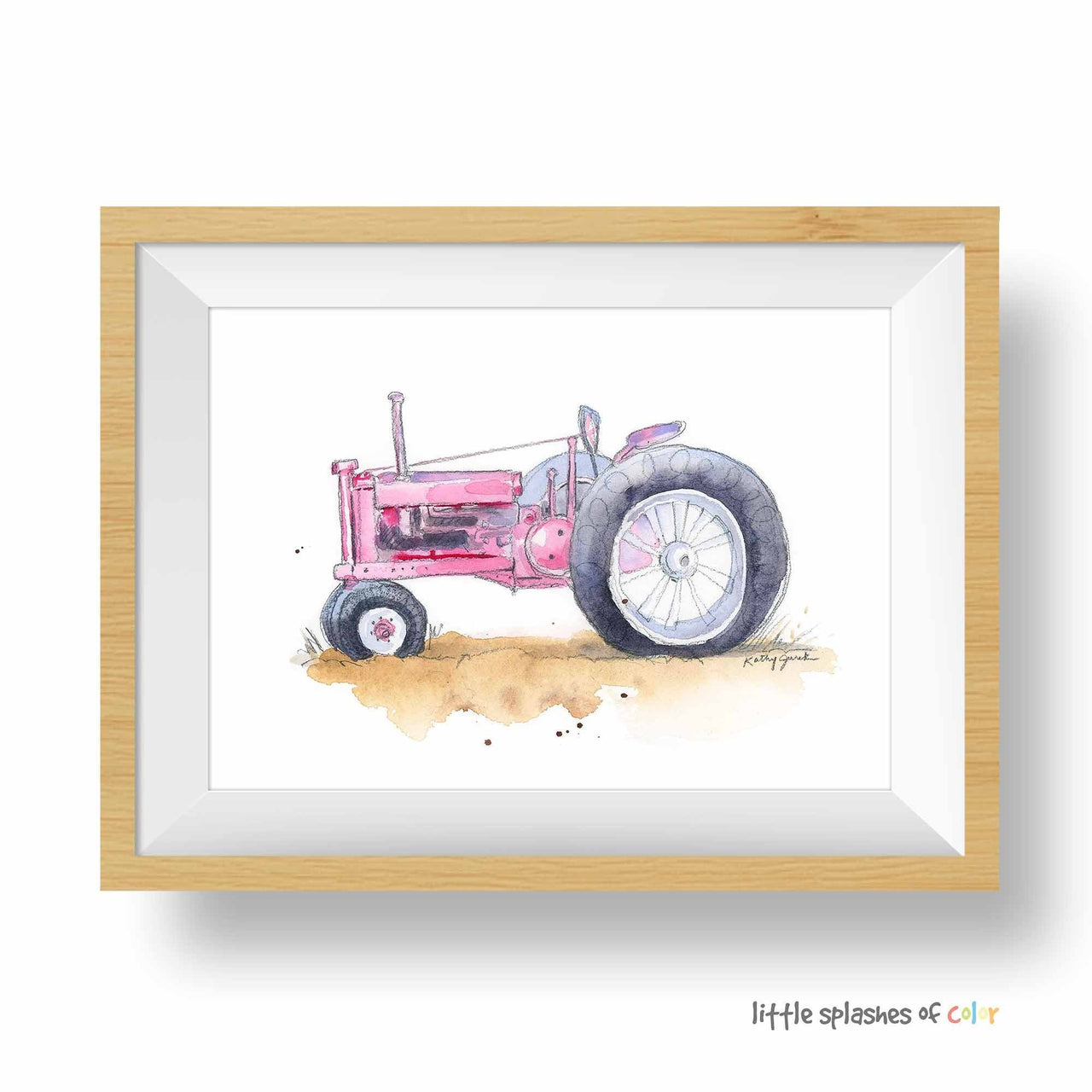 Pink Tractor Print