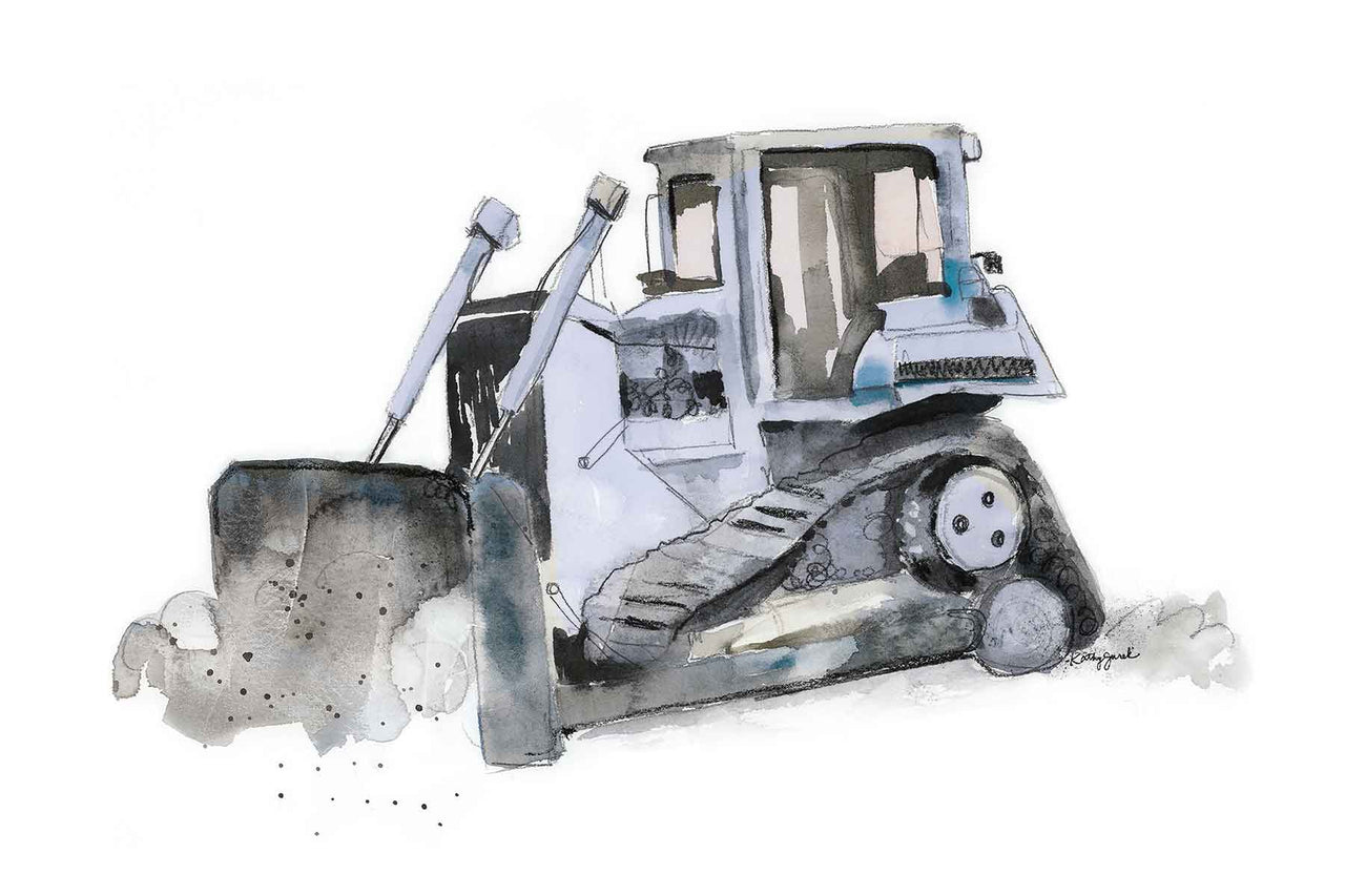 Blue Gray High Track Bulldozer Print