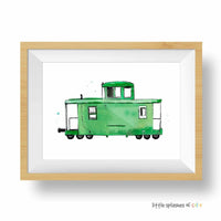 Thumbnail for Green Caboose Train Print (download)