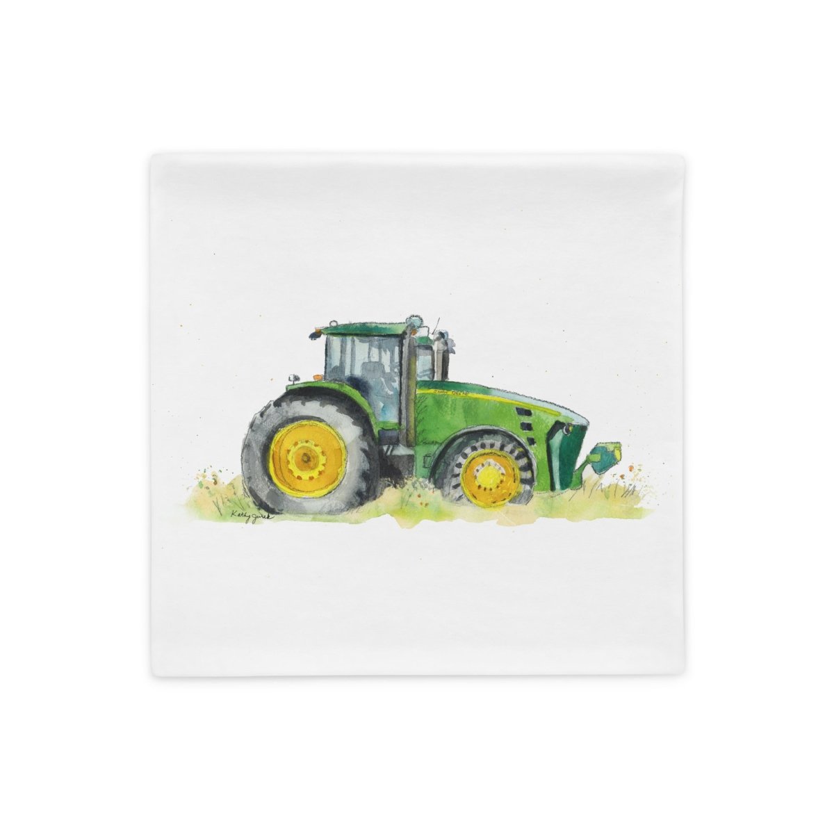 Green Tractor Pillow Cover