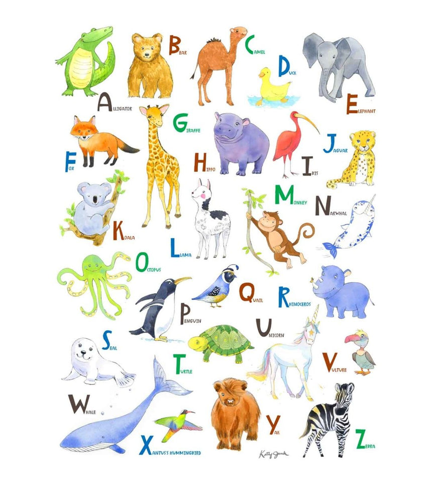 Animal Alphabet Wall Art for Nursery – Little Splashes of Color