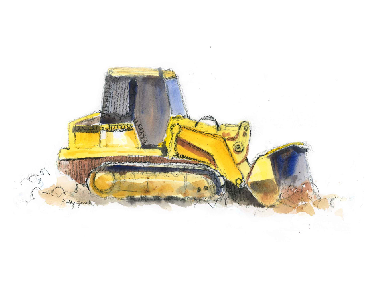 Yellow Bulldozer (Bucket) Print