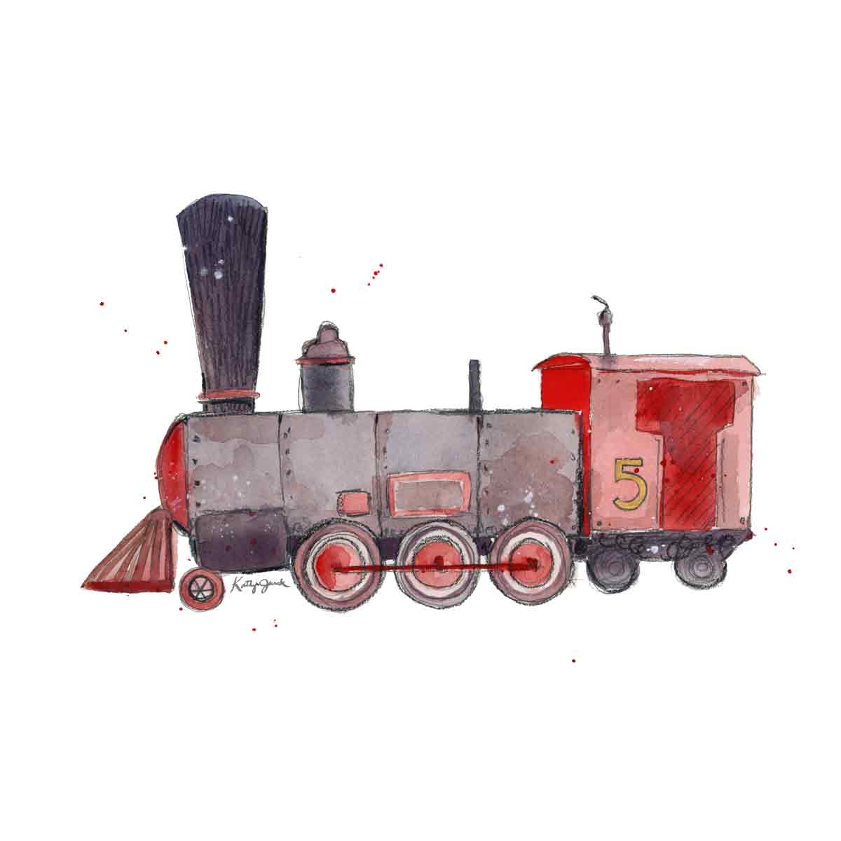 Red Train Print
