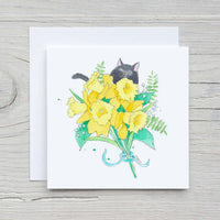 Thumbnail for black cat with flowers greeting card
