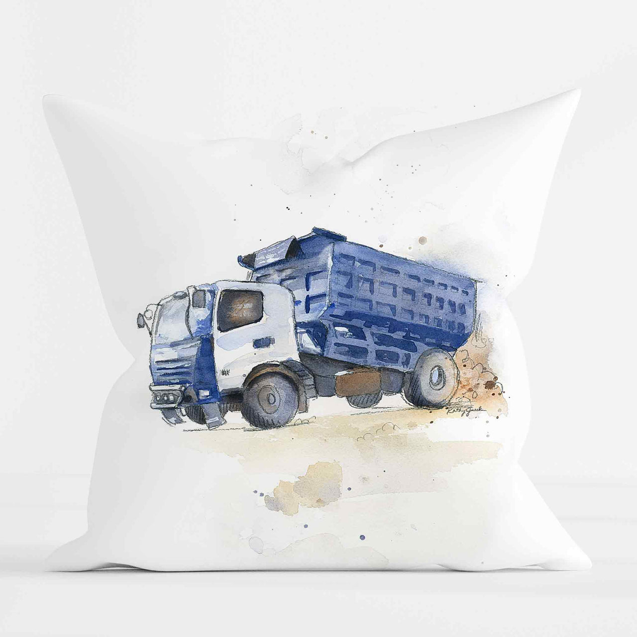 blue cement mixer truck pillow for kids rooms