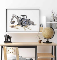 Thumbnail for Blue Gray Backhoe Print