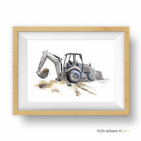 Thumbnail for Blue Gray Backhoe Print