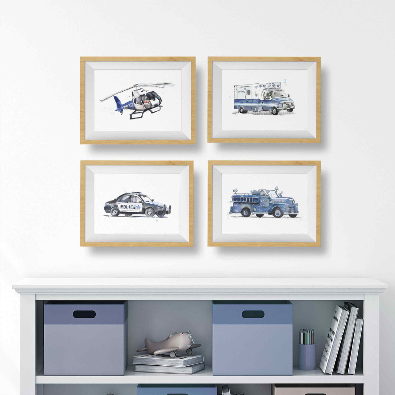 rescue vehicles wall decor for boys