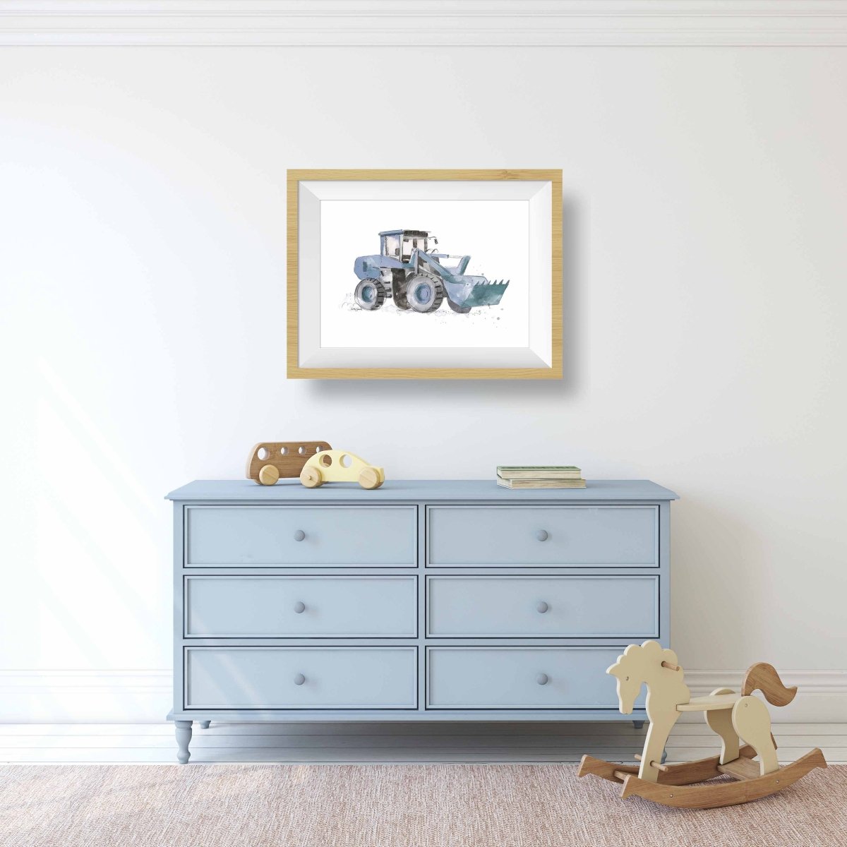 Blue Gray Wheel Front Loader Print