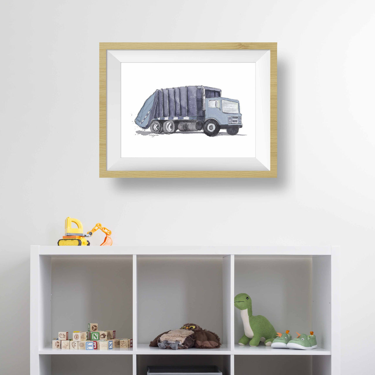Blue Gray Garbage Truck Print (download)