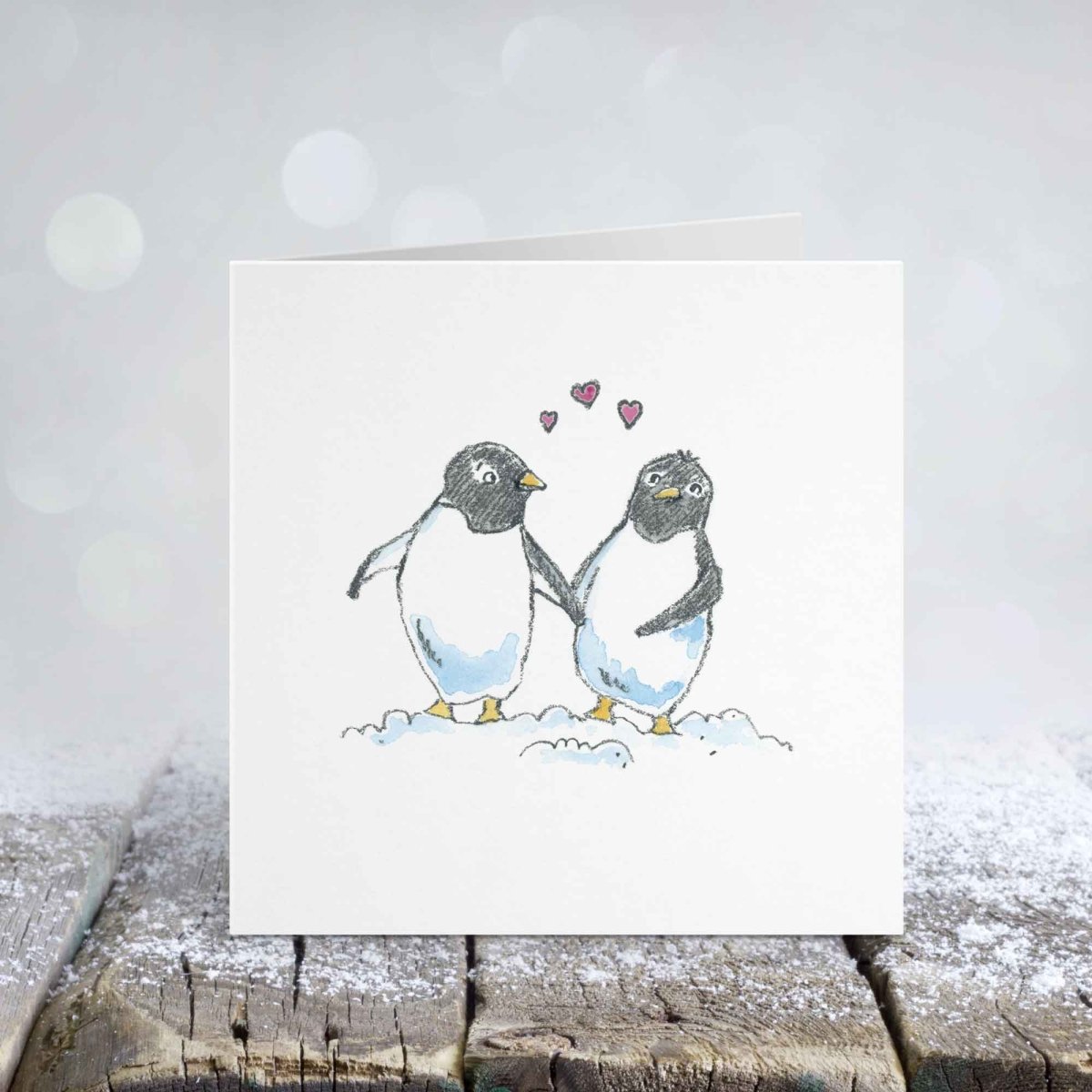penguin love card for anniversary or birthday