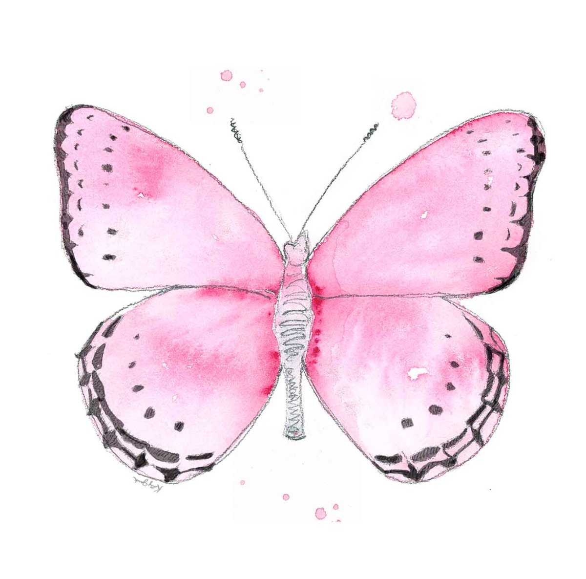 Ella's Butterflies - Pink Butterfly Print #2 (download)