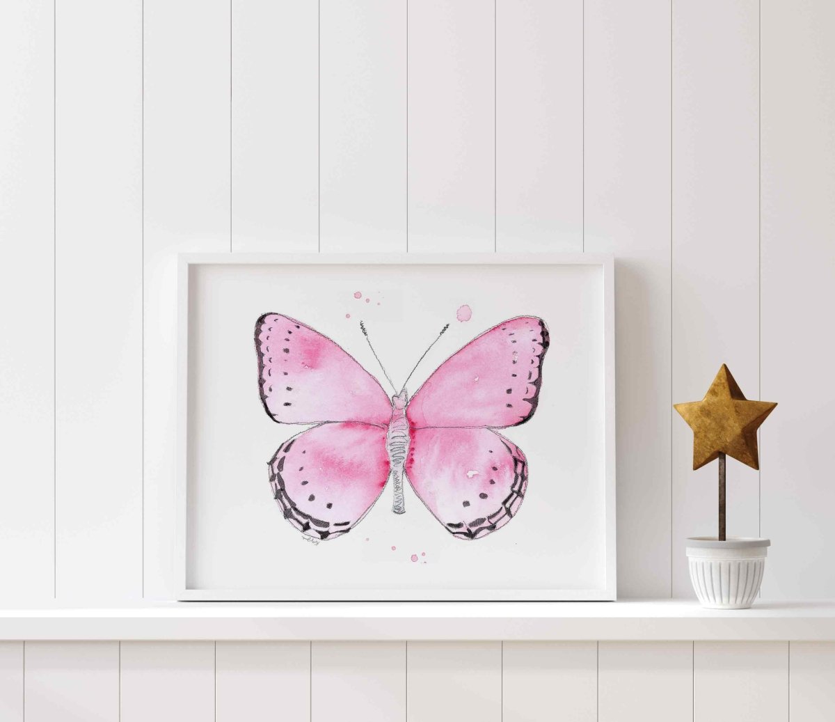 Ella's Butterflies - Pink Butterfly Print #2 (download)