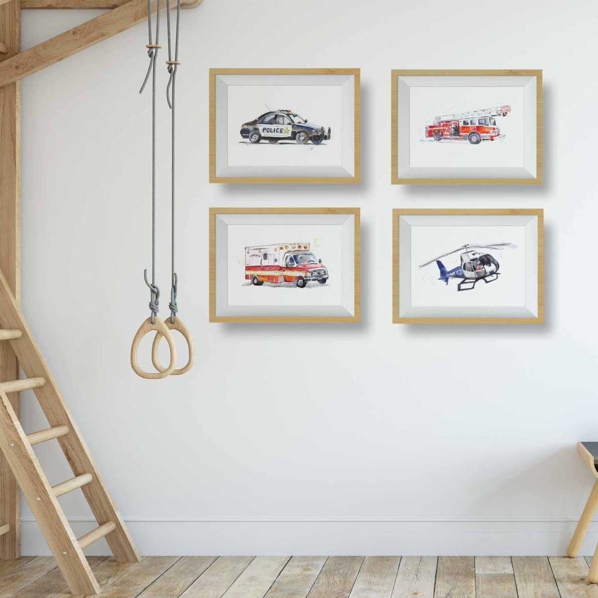 emergency vehicles wall art 