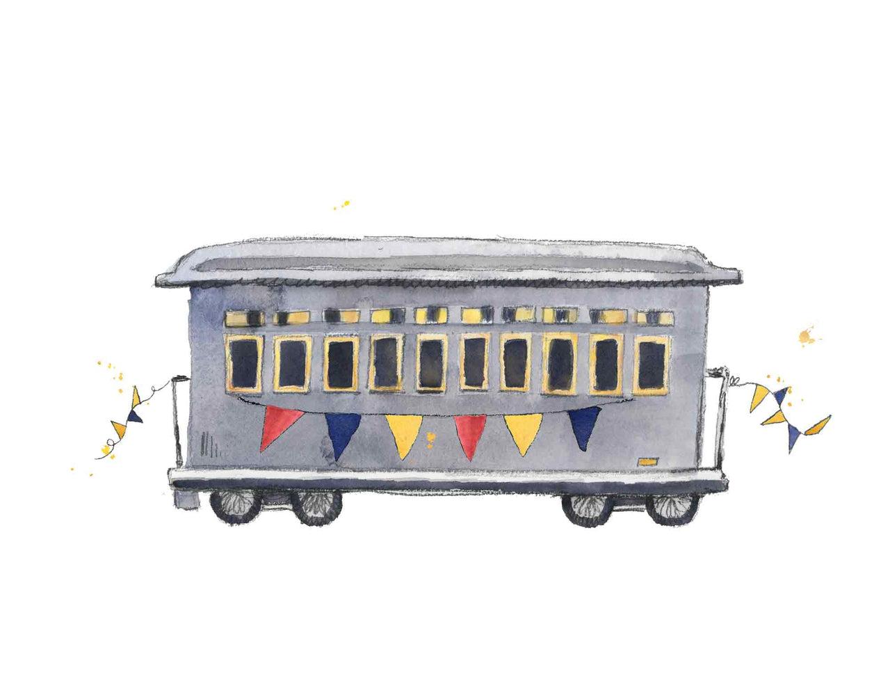 Red, Yellow and Blue Rail Car Print