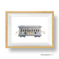 Thumbnail for Navy and Yellow Rail Car Train Print