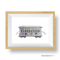 Thumbnail for Red, Yellow and Blue Rail Car Print (download)