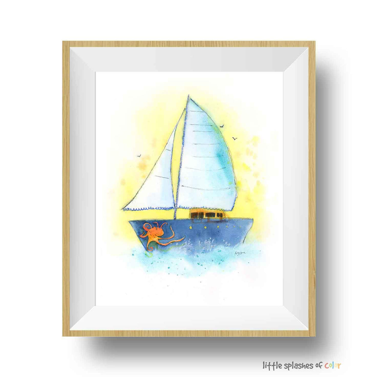 Navy Blue Sailboat Print