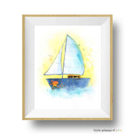 Thumbnail for Navy Blue Sailboat Print (download)