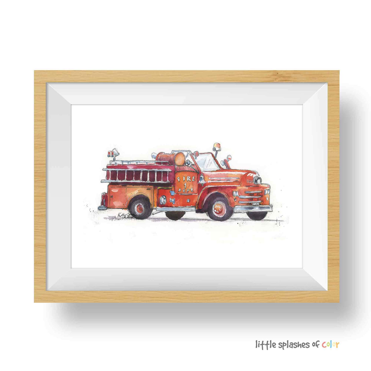 Vintage Fire Truck Print (download)