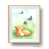Thumbnail for Vintage Style Fox & Butterflies Print