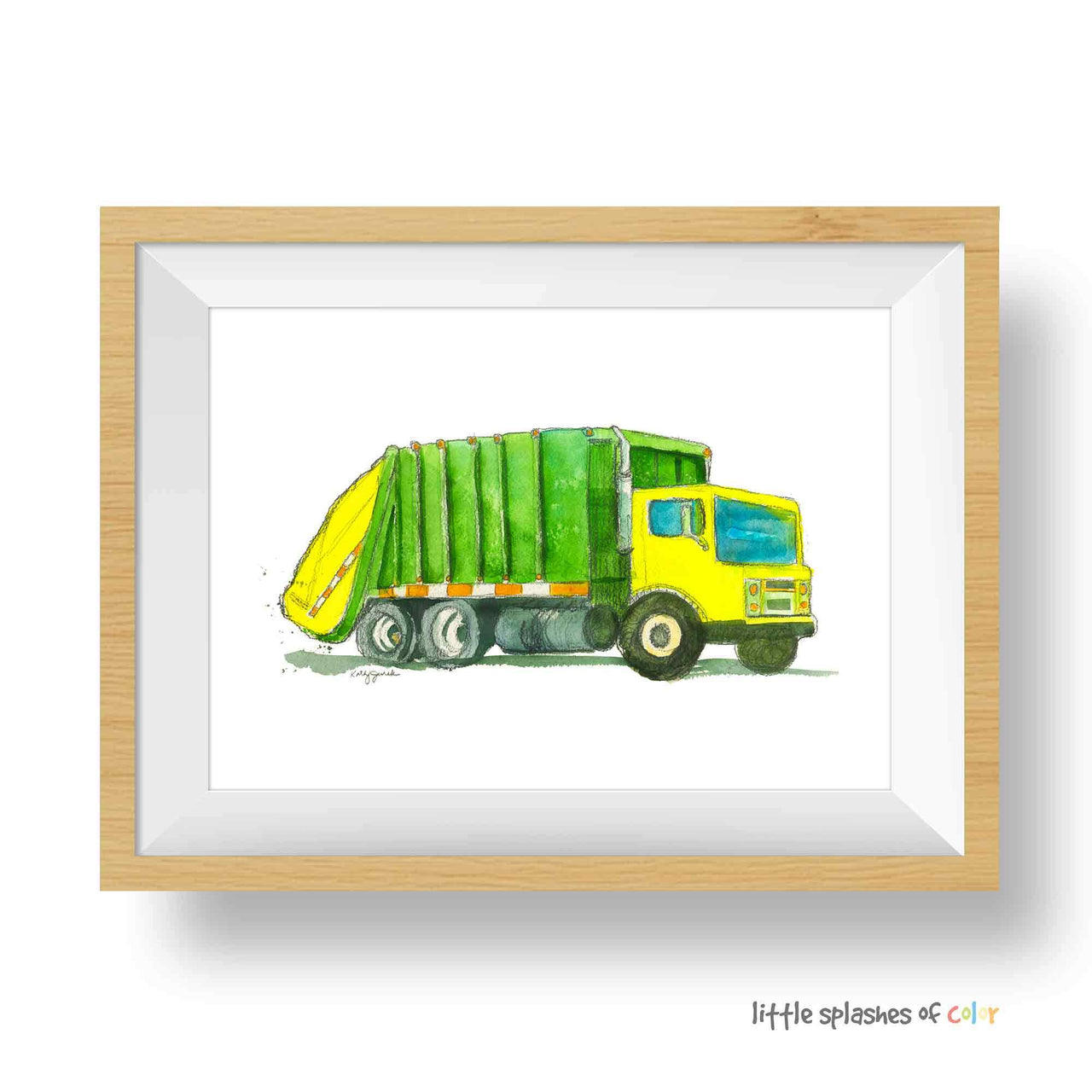 Green Garbage Truck Print