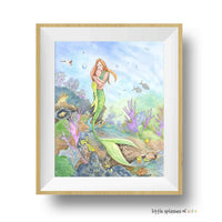 Thumbnail for red haired mermaid art print