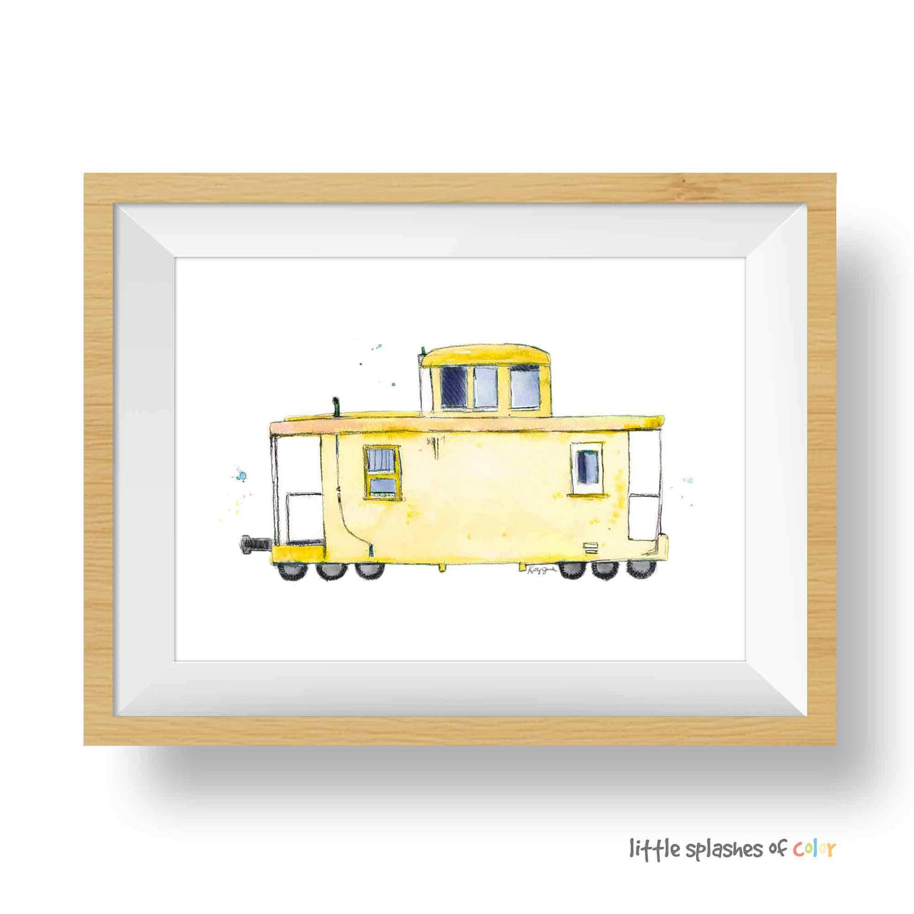 Yellow Caboose Train Print (download)