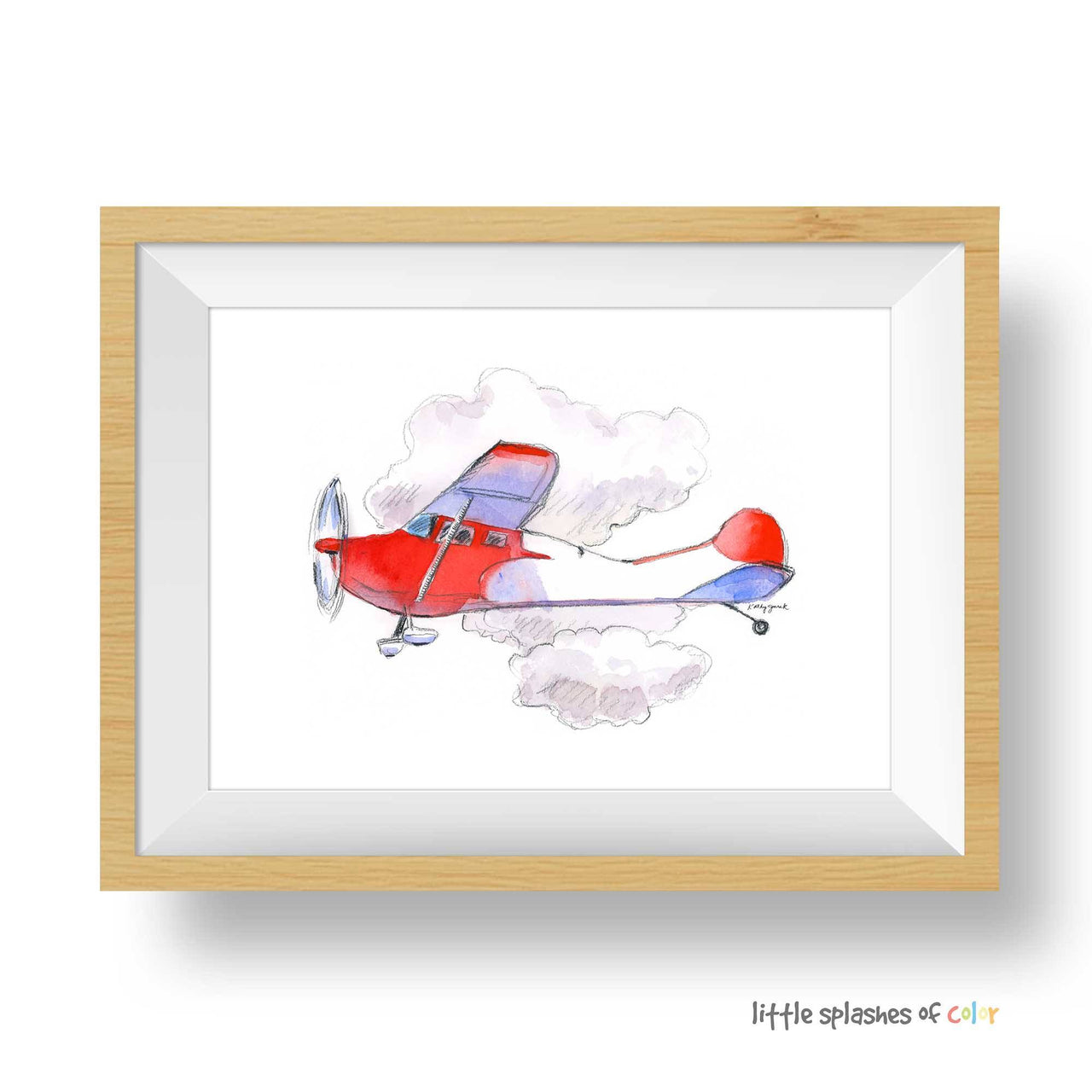 Red and Blue Airplane Print (download)