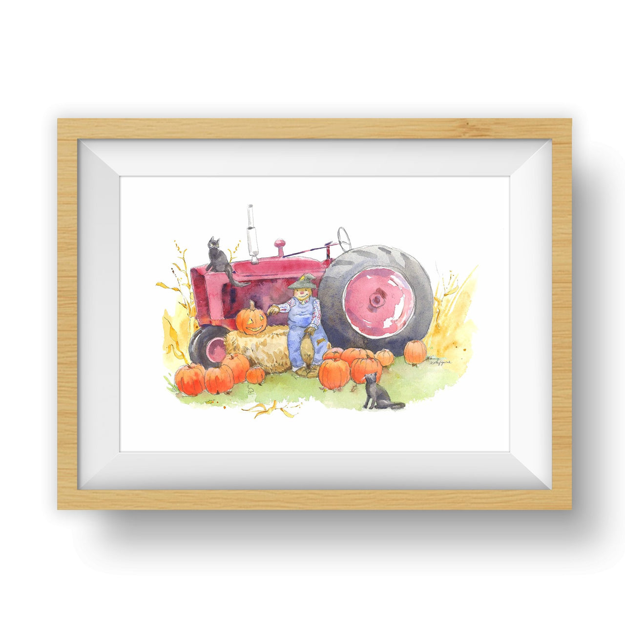 Red Tractor Print #5 (Scarecrow and Pumpkins) (download)
