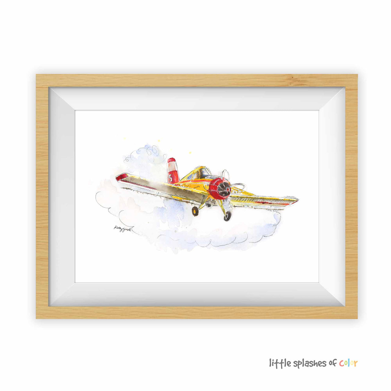 Yellow Crop Duster Airplane Print (download)