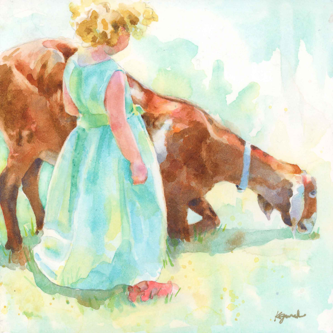 "Gillian's Goat" Original Watercolor Painting
