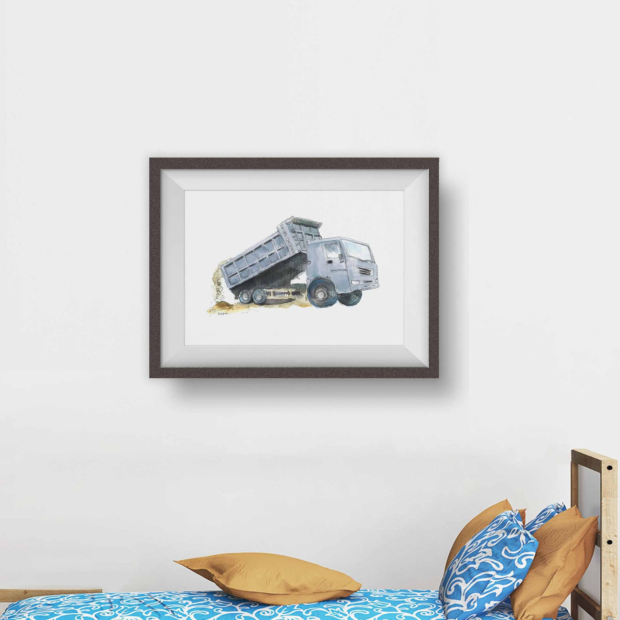 Blue Gray Dump Truck Print #3