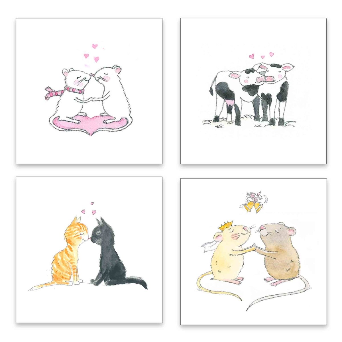 kissing animal cards for anniversaries