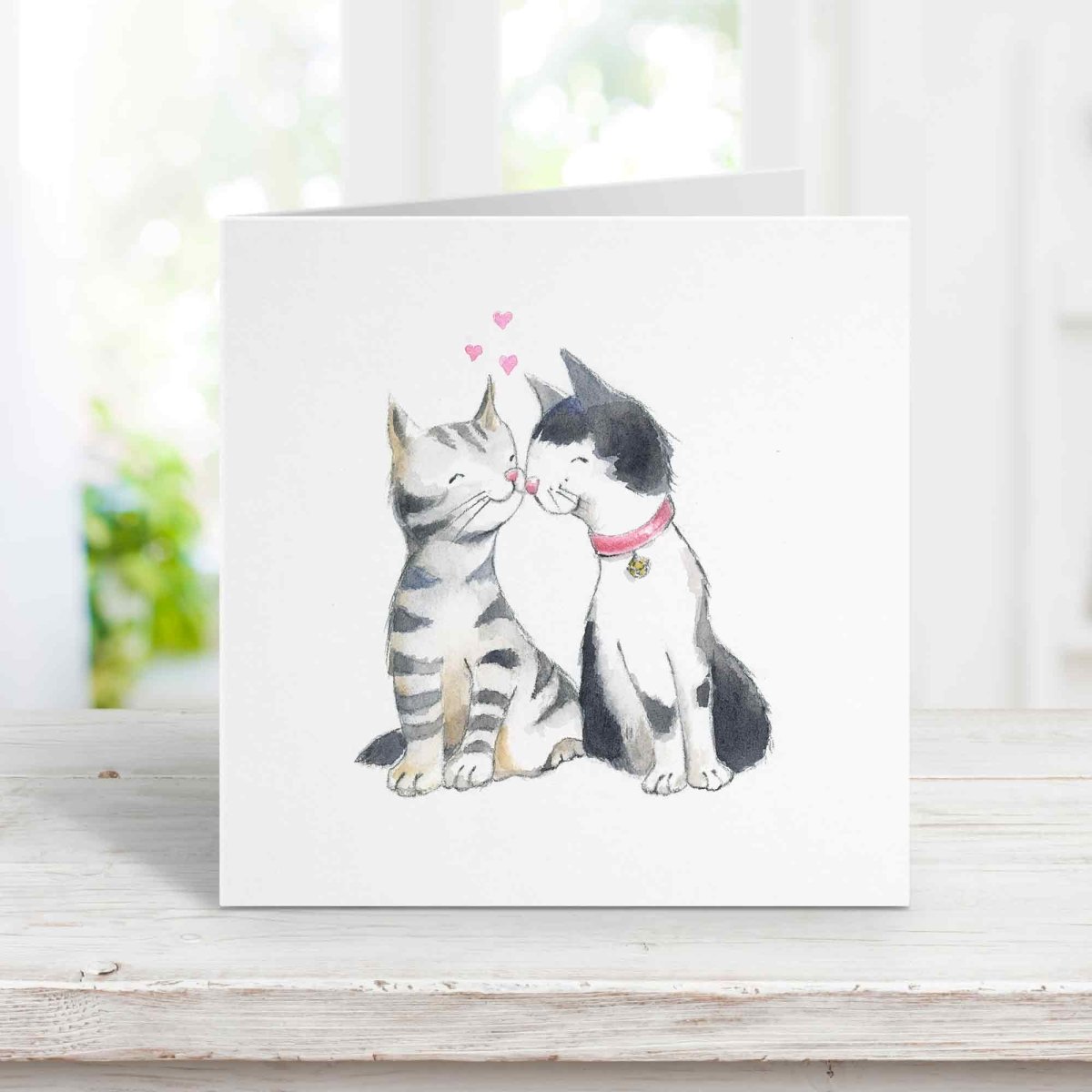 black and white cats card for anniversary or birthday