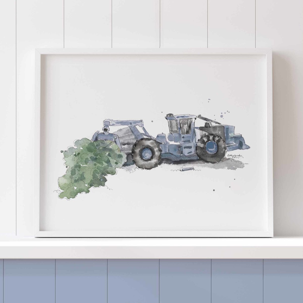 Blue Gray Log Skidder Truck Print (download)