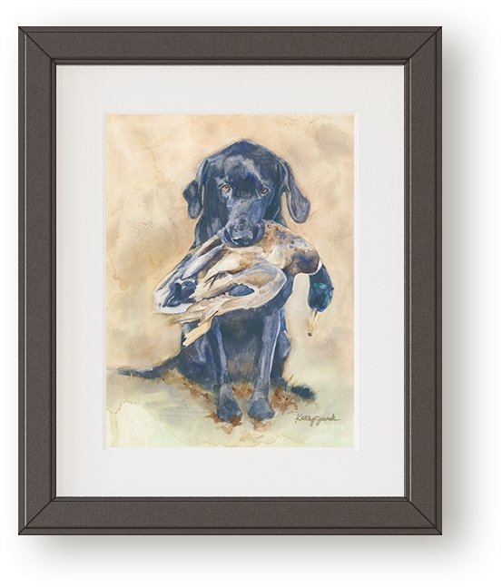 "Loyal" Black Labrador Retriever with Duck Print