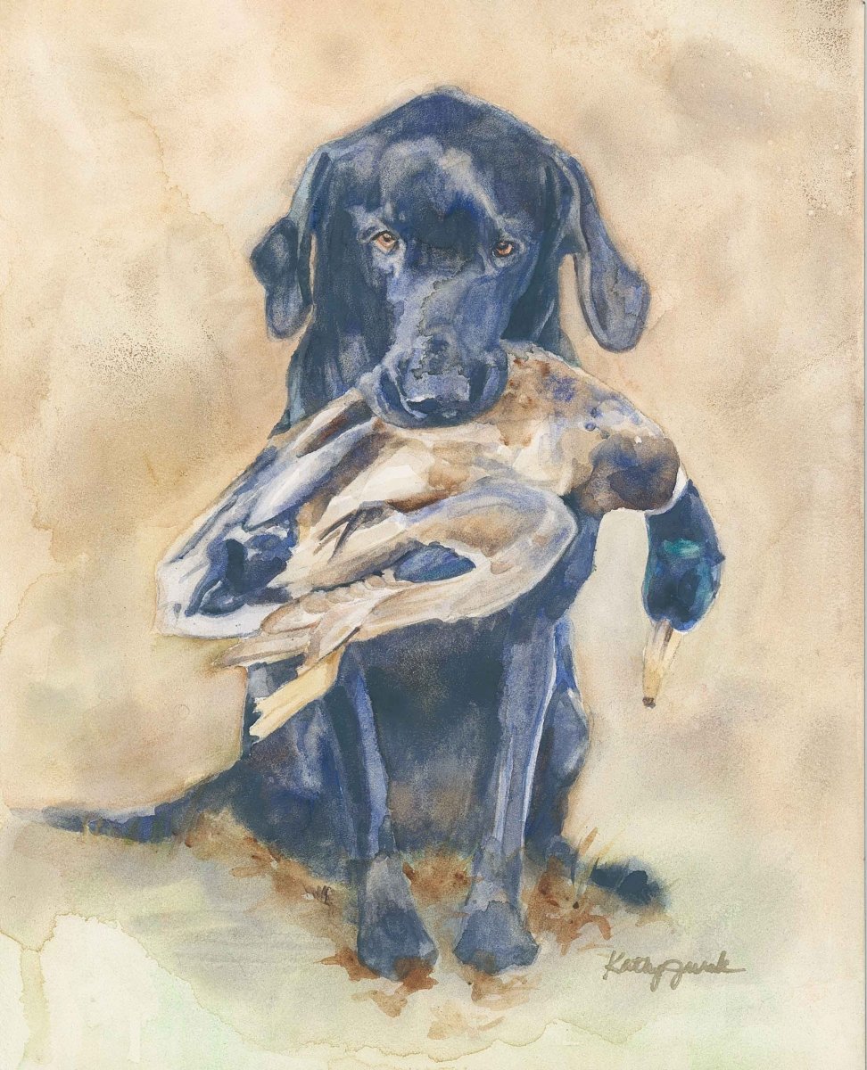 "Loyal"  Original Black Lab Watercolor Painting