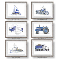 Thumbnail for Navy Blue Transportation Vehicles Prints Set