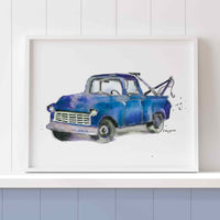 Thumbnail for Navy Blue Tow Truck Print