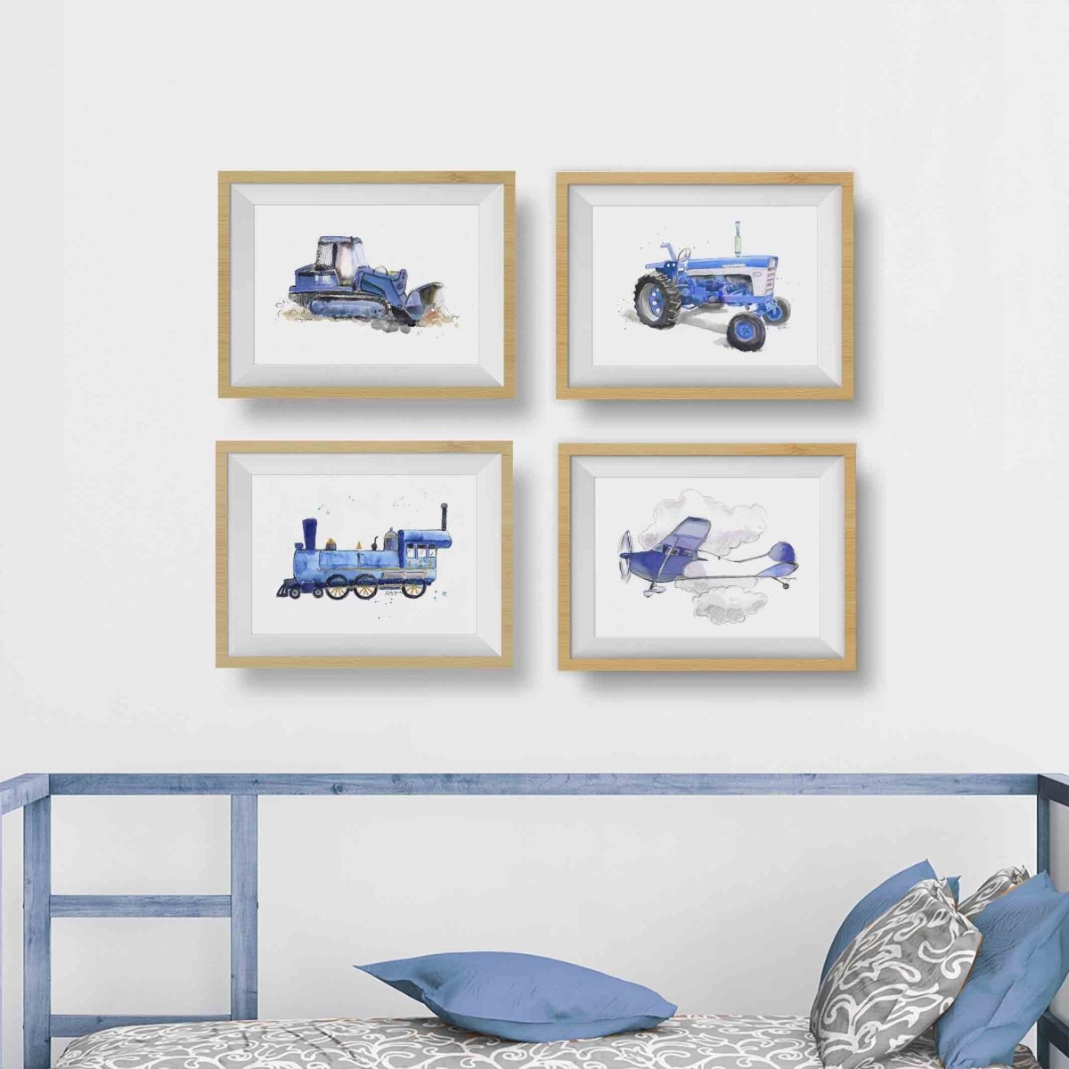 Navy Blue Airplane Print