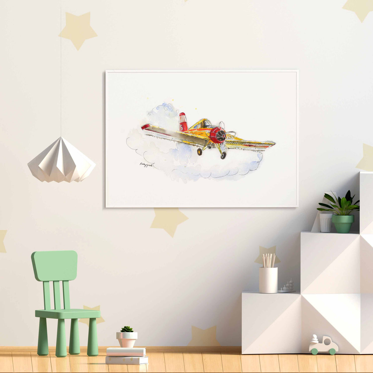 Yellow Crop Duster Airplane Print (download)