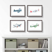 Thumbnail for P-51 Mustang Watercolor Print - Legendary WWII Fighter Kids Wall Decor