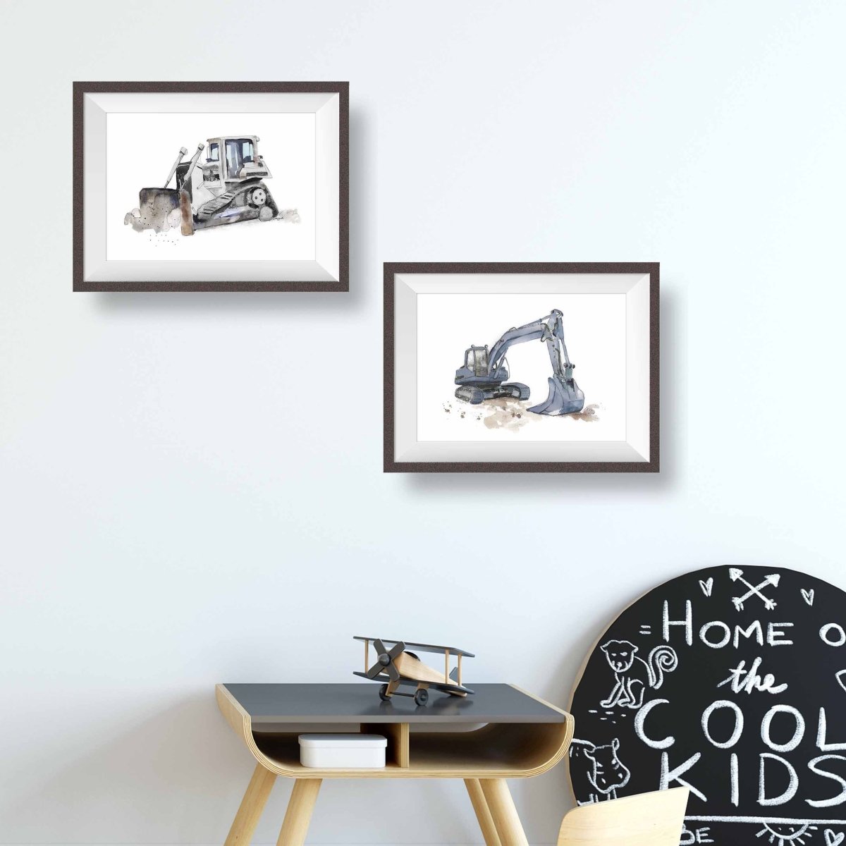 Blue Gray Excavator #2 Print (download)