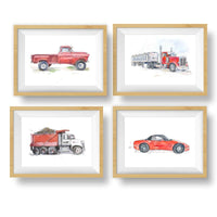 Thumbnail for Red Transportation Vehicles Prints Set