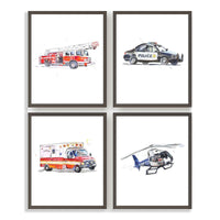 Thumbnail for Set of 4 Rescue Vehicles Prints (Portrait Orientation)