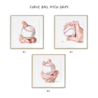Thumbnail for Set of Curve Ball Pitch Grip Baseball Prints