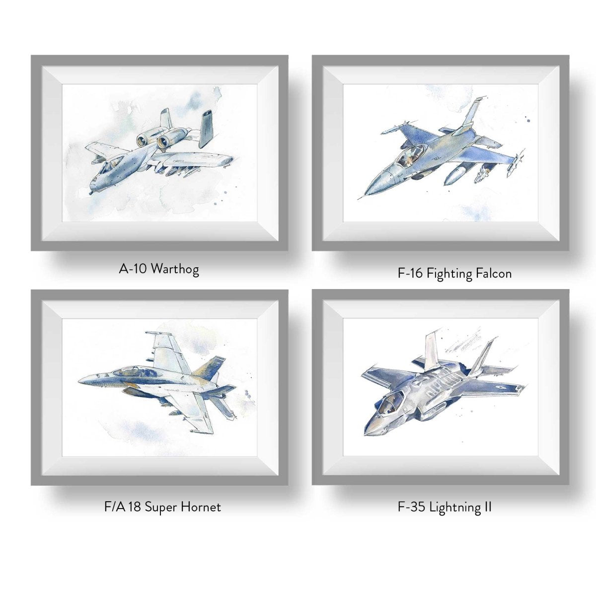Set of Modern Fighter Airplane Prints